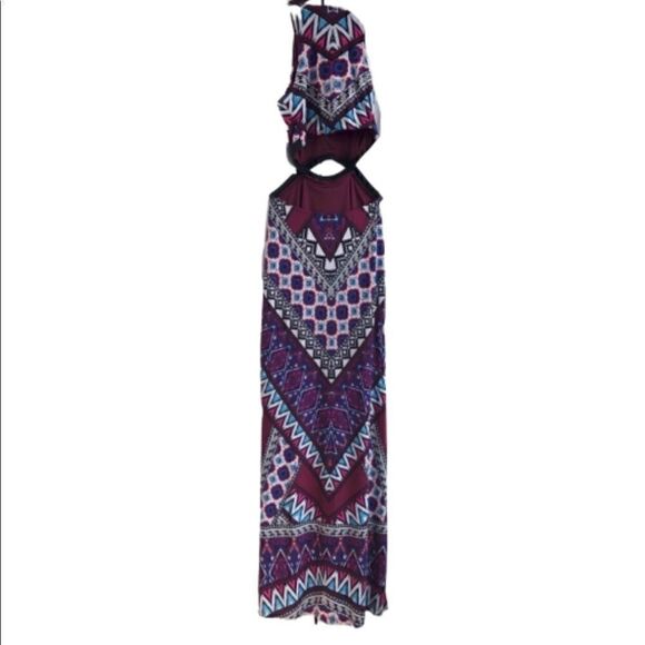 mm mm mm Maxi Dress Aztec Print Purple White Turquoise Small - Picture 7 of 7